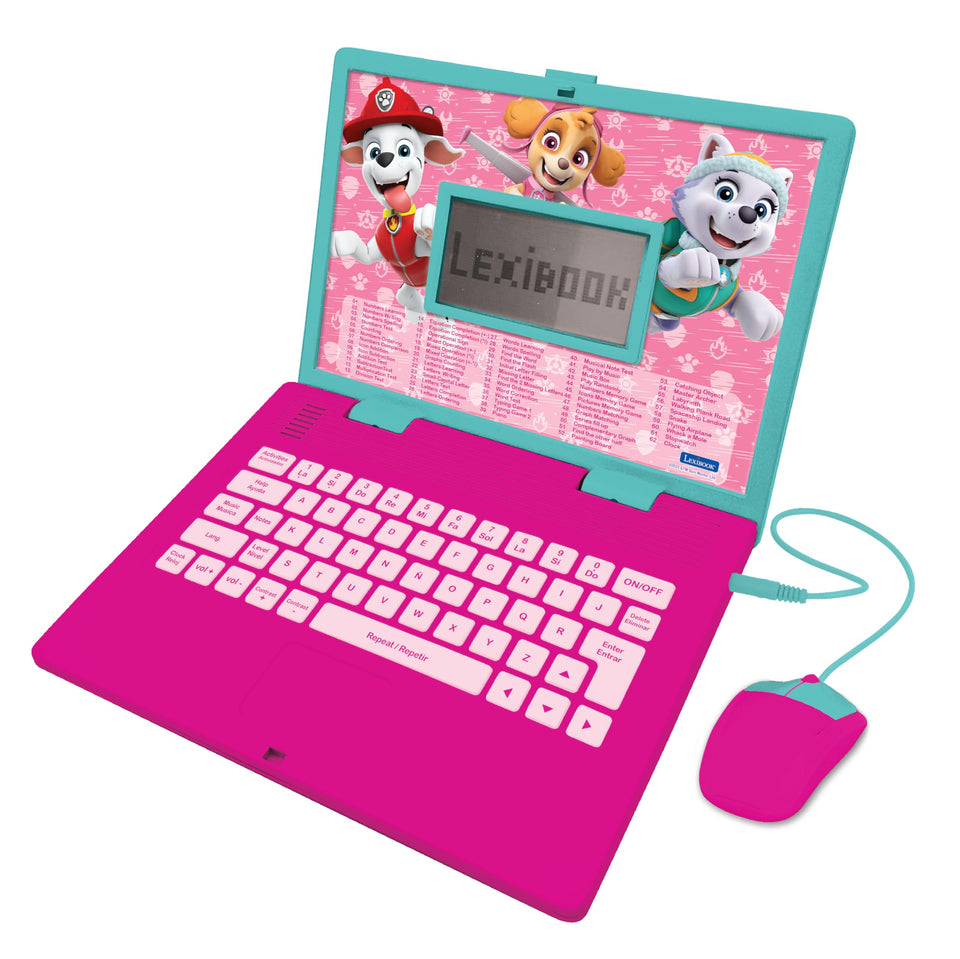 Lexibook Paw Patrol bilingual laptop open with keyboard for interactive learning