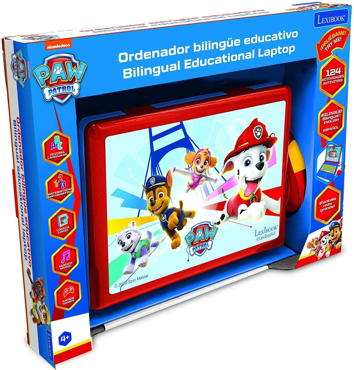 LEXiBOOK Paw Patrol laptop Marshall—colorful design supports bilingual play.