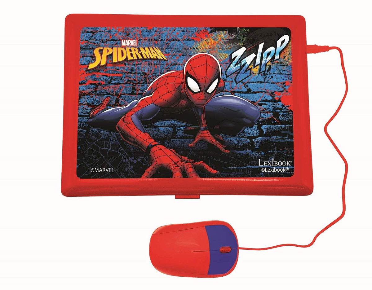 LEXiBOOK Spider-Man laptop keyboard and mouse enable hands-on typing practice.