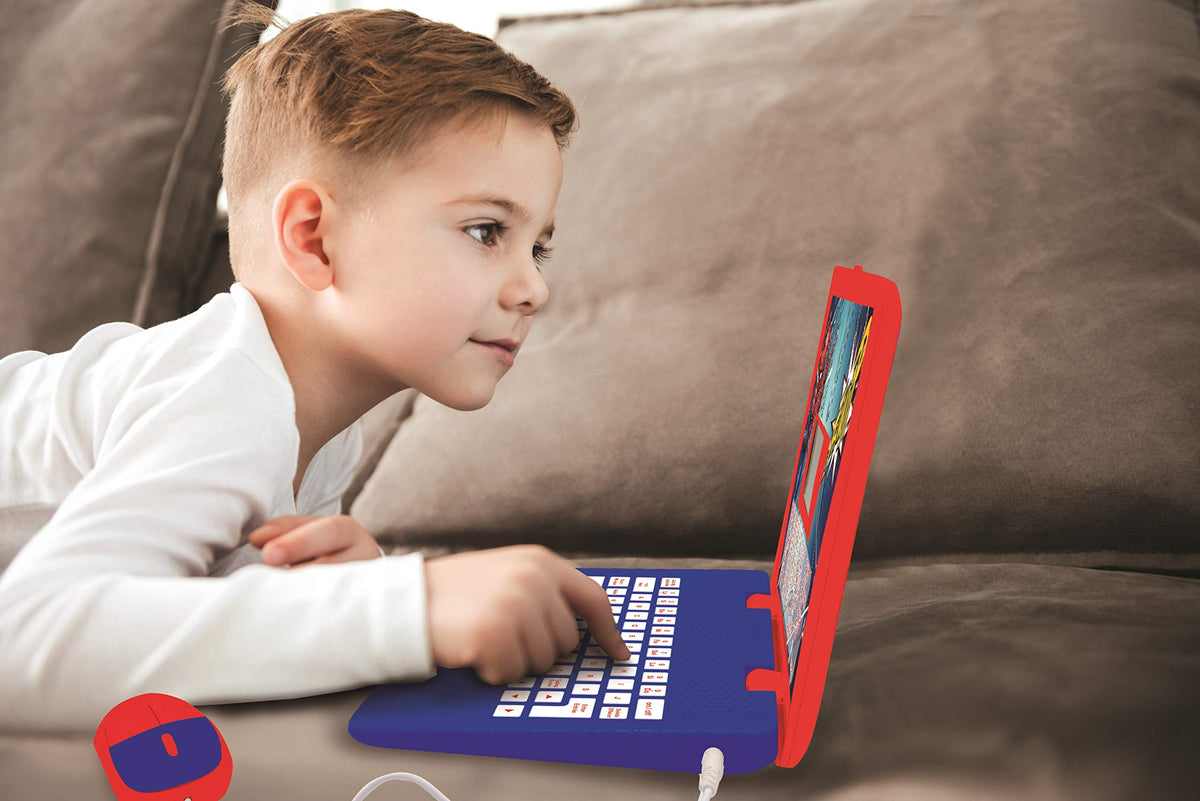 LEXiBOOK Spider-Man laptop learning activities emphasize math, reading, and logic.