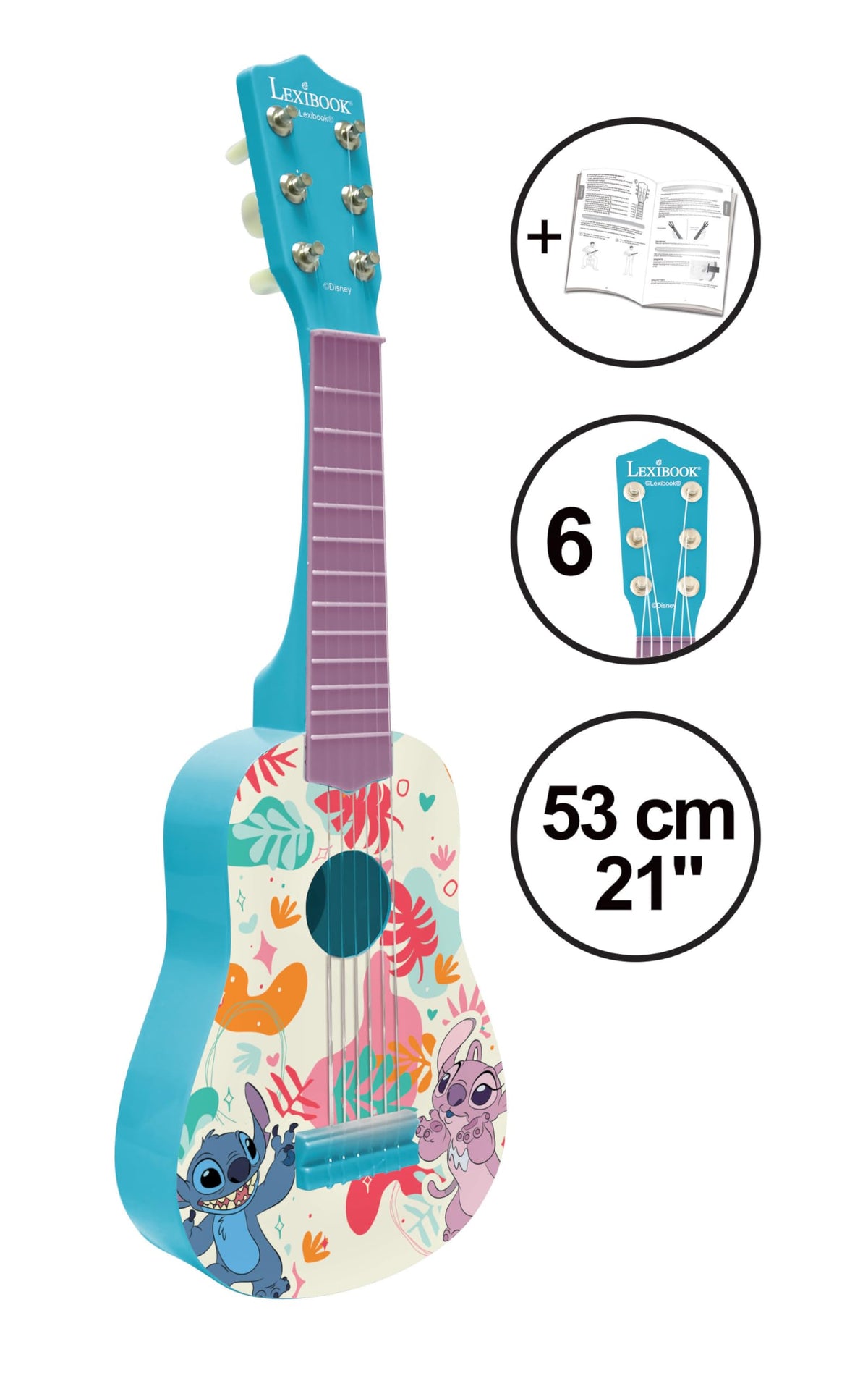 Lexibook Stitch guitar with guide included to aid early practice.