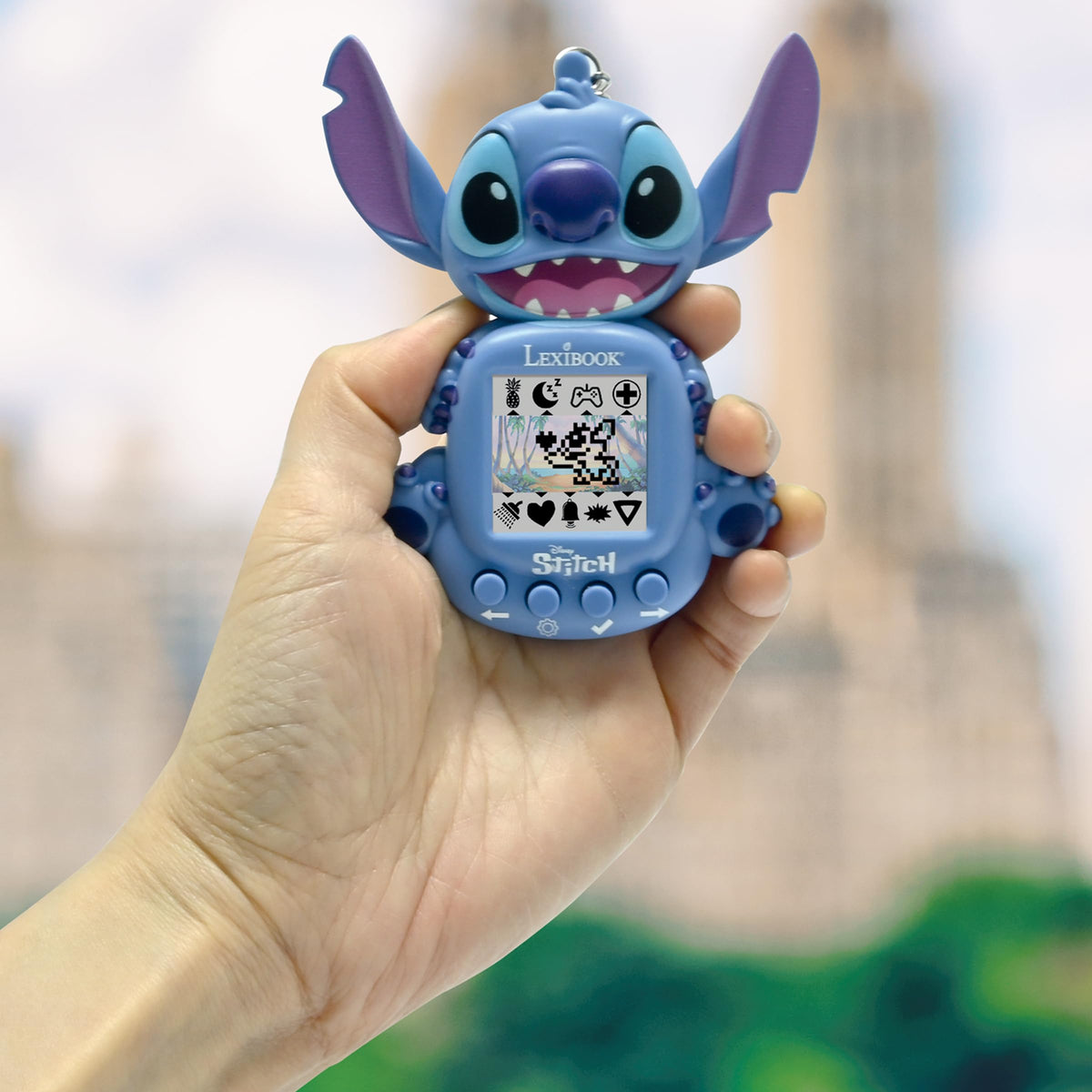 Lexibook Stitch mini-games scene emphasizing quick-start fun