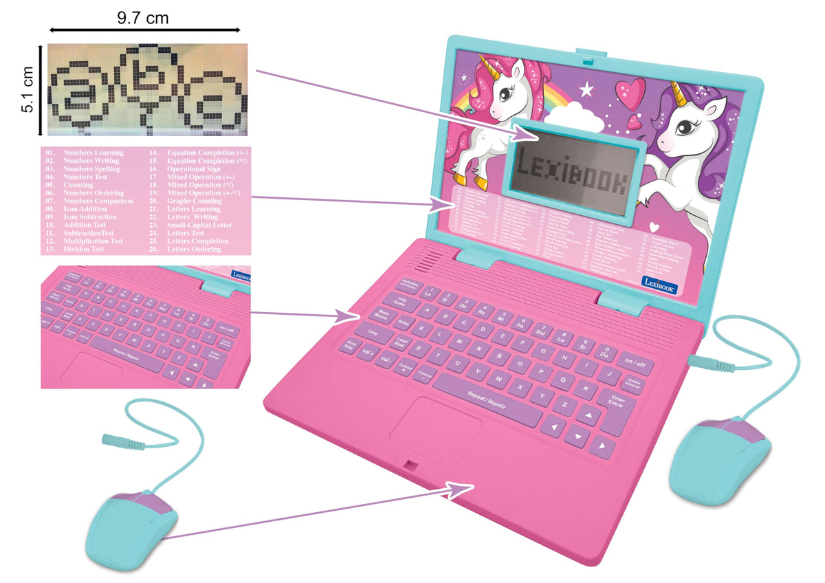 LEXiBOOK Unicorn laptop melodies teach notes and simple tunes through playful activities