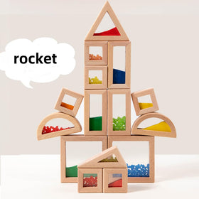 Lexza Rainbow Blocks durable pine construction with smooth edges for safe handling