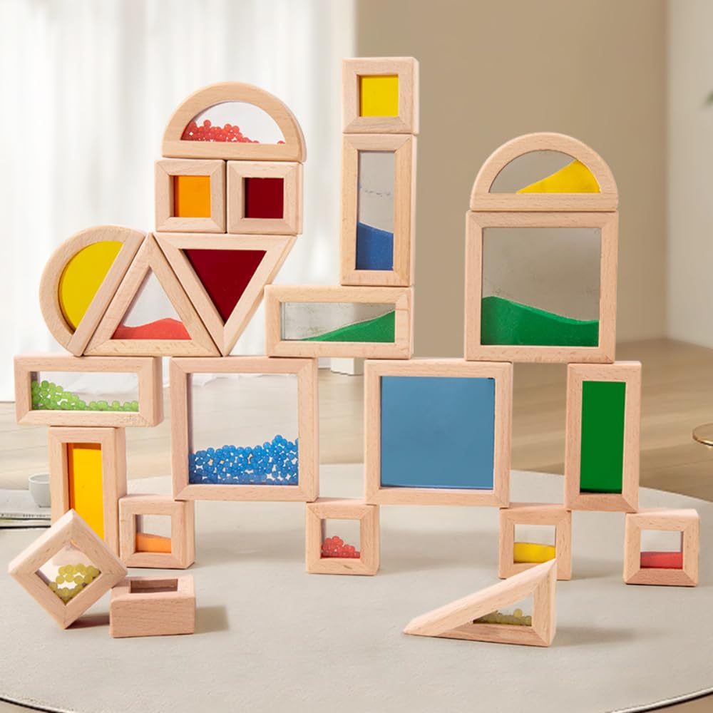Lexza Rainbow Blocks large easy grip design supports little hands during building