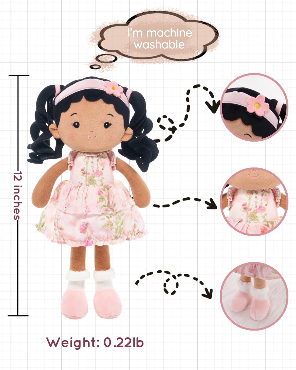 LeyaDoll my first baby rag doll 12-inch provides imaginative storytelling and safe snuggles.