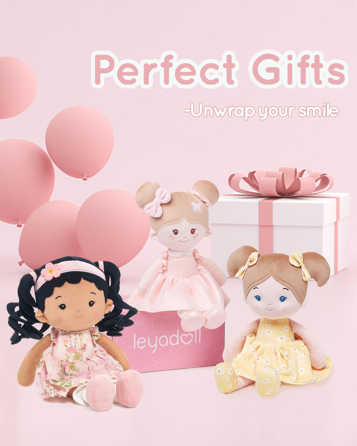 LeyaDoll pink gift box packaging ready for birthdays and holidays.