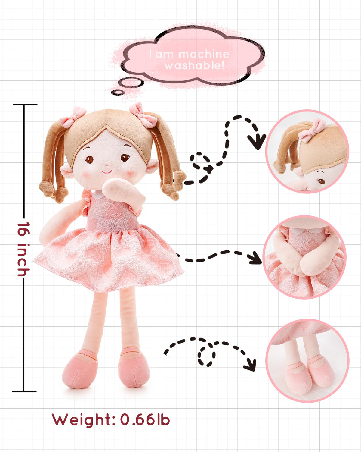 LeyaDoll sweetheart-girl-doll-face invites a friendly, comforting companion for kids.