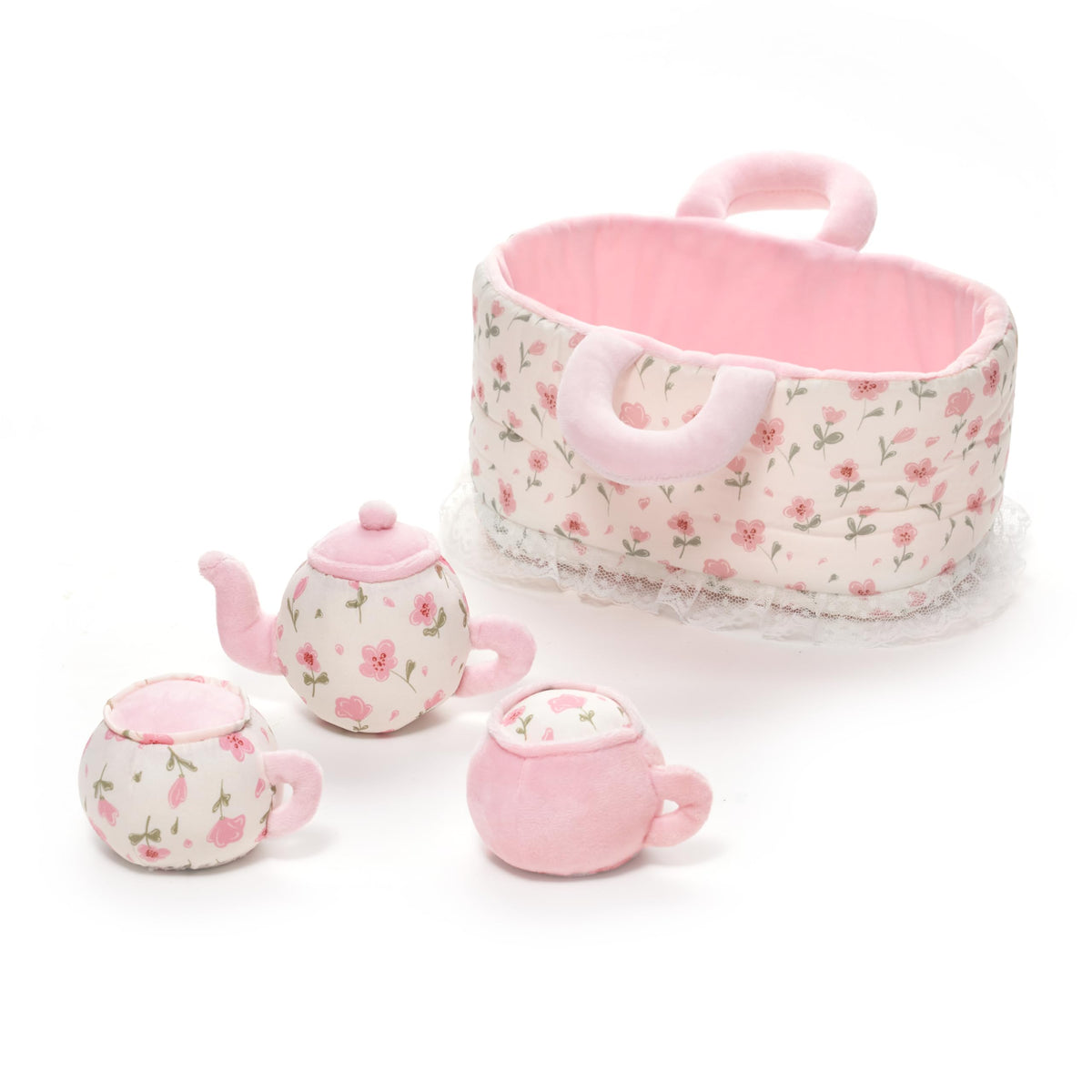 LeyaDoll teapot plush for gentle toddler tea party play.