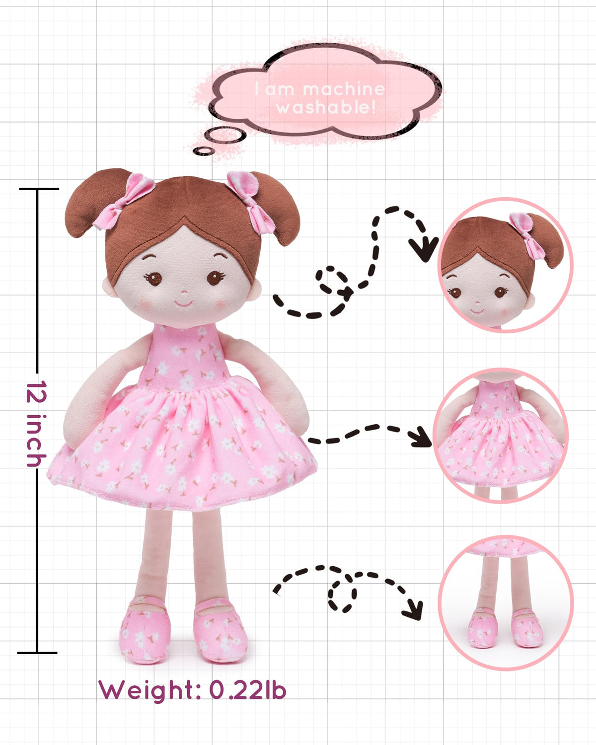 LeyaDoll FloraBelle pink doll box gift-ready unboxing moment.