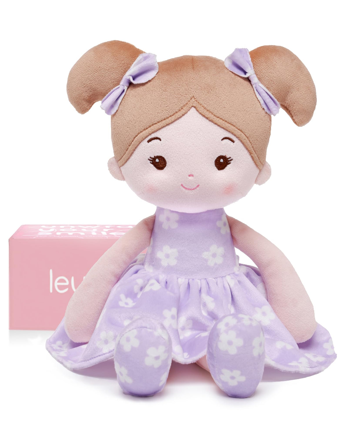 LeyaDoll FloraBelle Purple 12-inch doll, soft and huggable for gentle playtime.