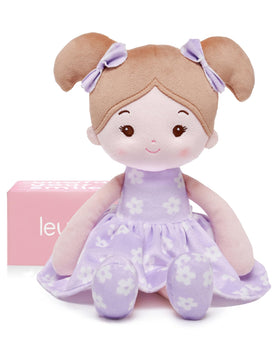 LeyaDoll FloraBelle Purple 12-inch doll, soft and huggable for gentle playtime.