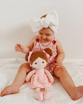 LeyaDoll FloraBelle snuggle-time setup for bedtime routines.
