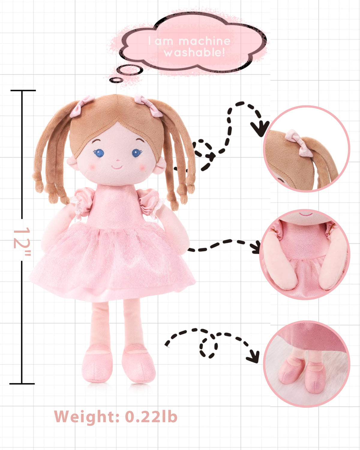 LeyaDoll snuggly plush close-up highlighting ultra-soft materials for cozy comfort.