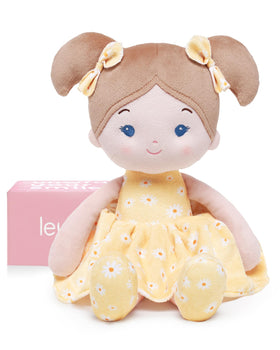 LeyaDoll Daisy face close-up, ultra-soft fabric for gentle hugs.