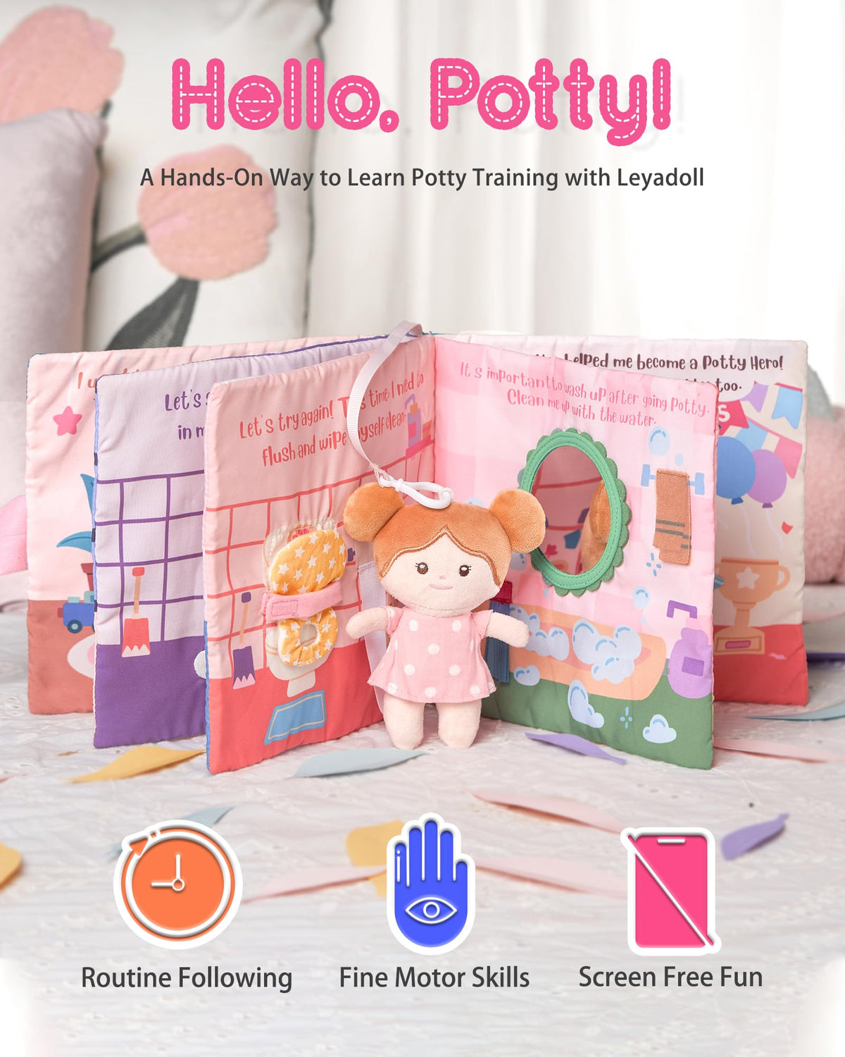 LeyaDoll textured sensory pages inviting tactile exploration and curiosity