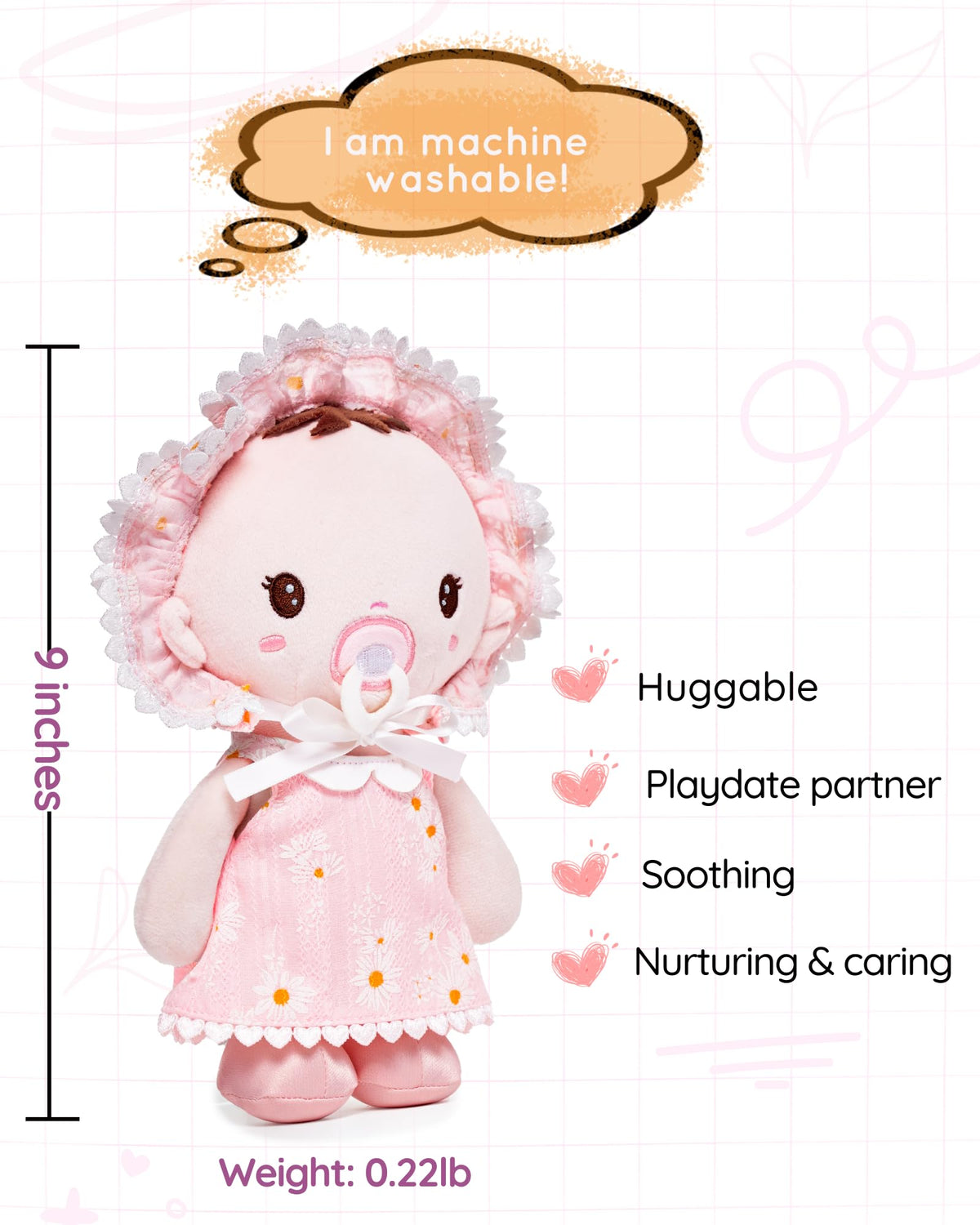 LeyaDoll ultra-soft fabric and cuddly fill for cozy hugs.