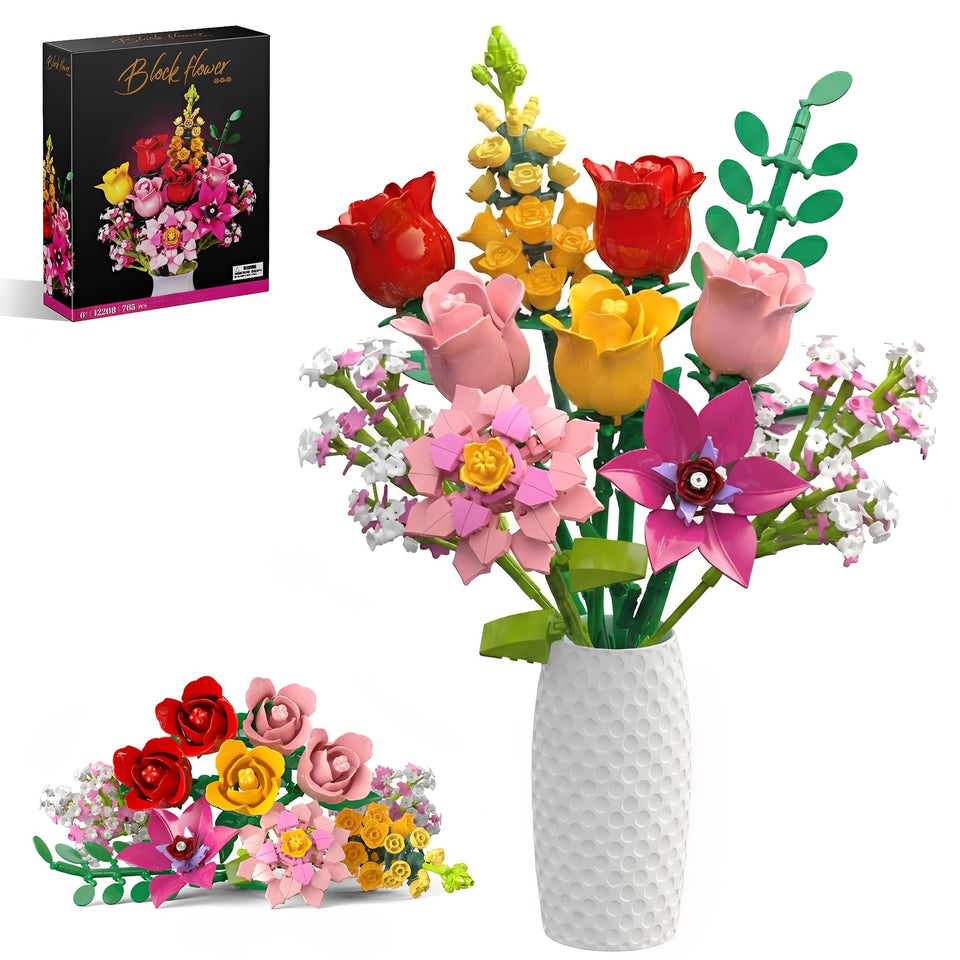 Leyic Flowers Bouquet Building Set assembly-ready blooms for durable home decor.