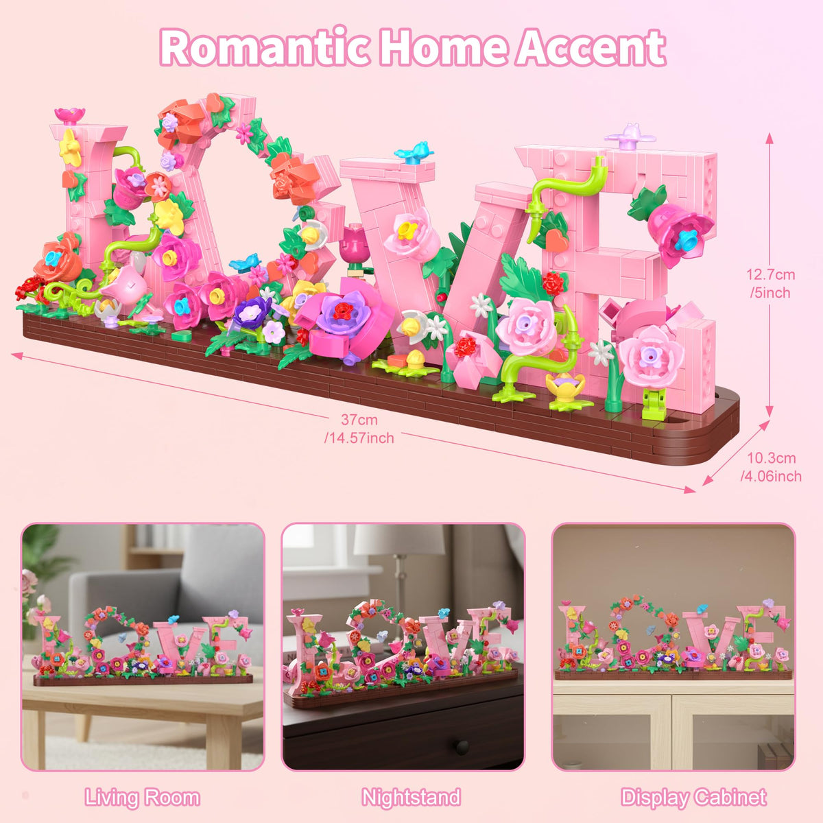 Leyic Love Heart Floral Building Kit assembly in progress promotes calm creativity.