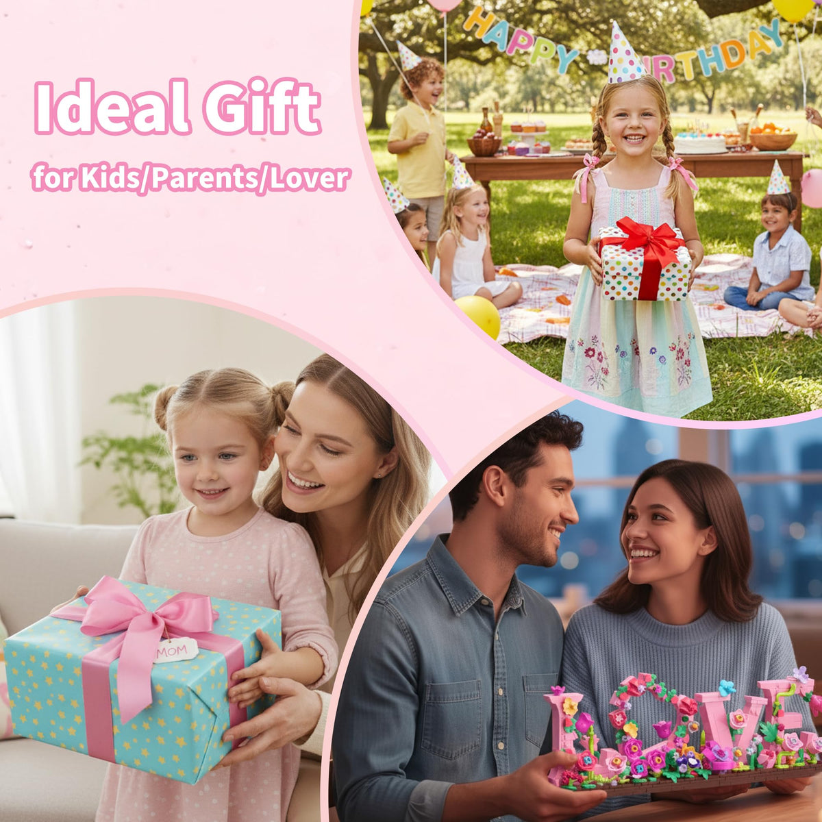 Leyic Love Heart Floral Building Kit heart symbol and letters ideal for gifting.