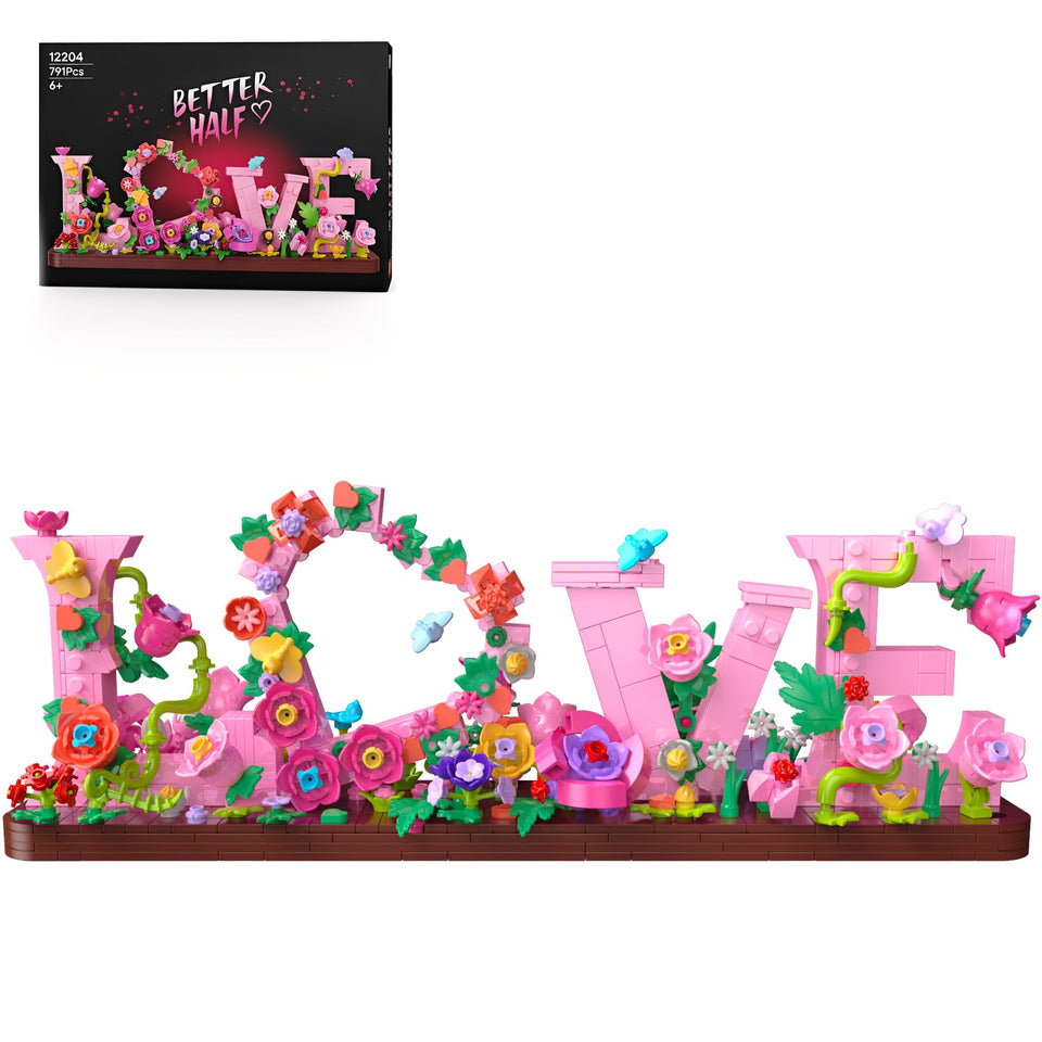 Leyic Love Heart Floral Building Kit side view for stylish desk decor.