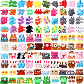 Leyndo mini stuffed animals with hanging ropes ready as classroom party favors.