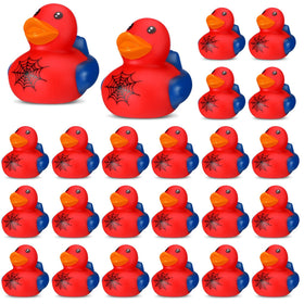 Leyndo 24pcs spiderweb rubber ducks bulk pack for party favors and bath time