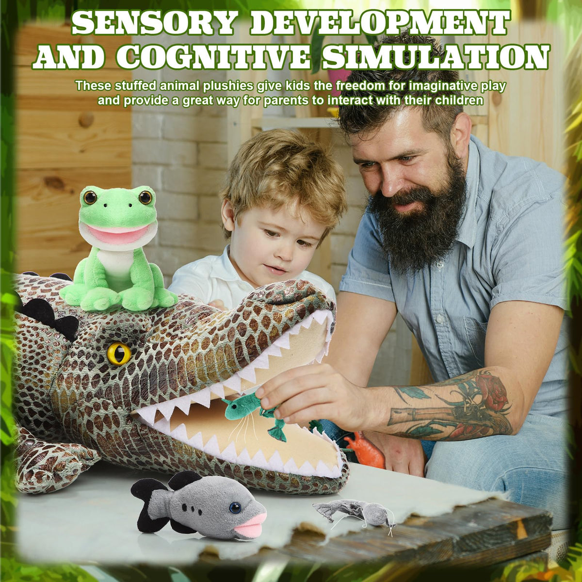 Leyndo 6in1 alligator plush shrimp figures inspire imaginative scenarios
