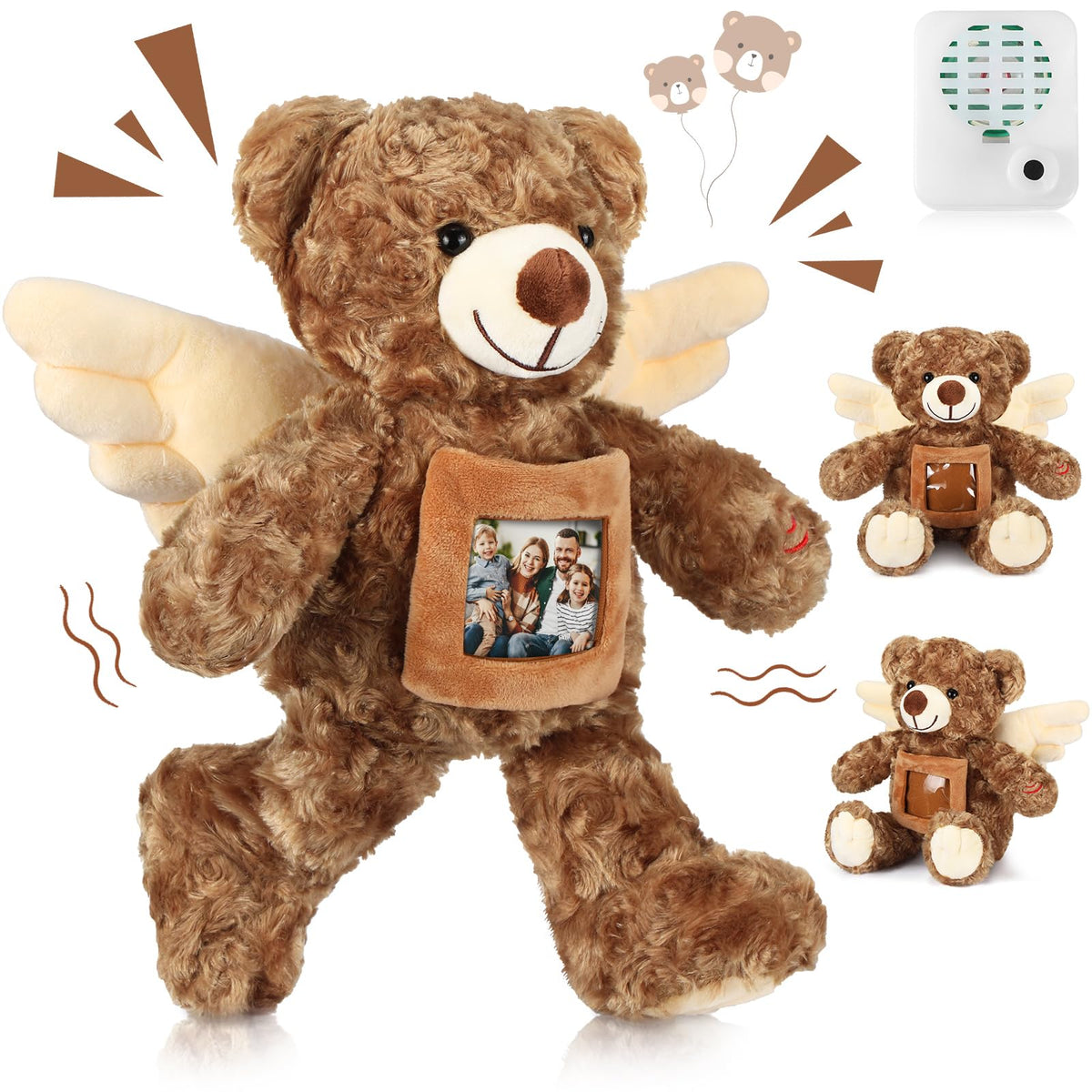 Leyndo angel bear with recorder stand offers a soft keepsake with a personalized message
