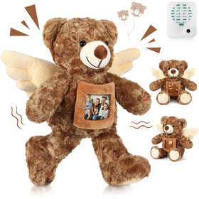 Leyndo angel bear with recorder stand offers a soft keepsake with a personalized message