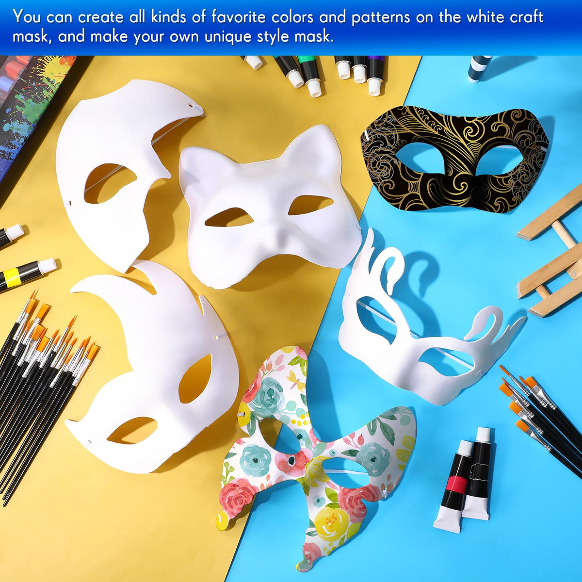 Leyndo white paper mache mask easy to paint for custom designs