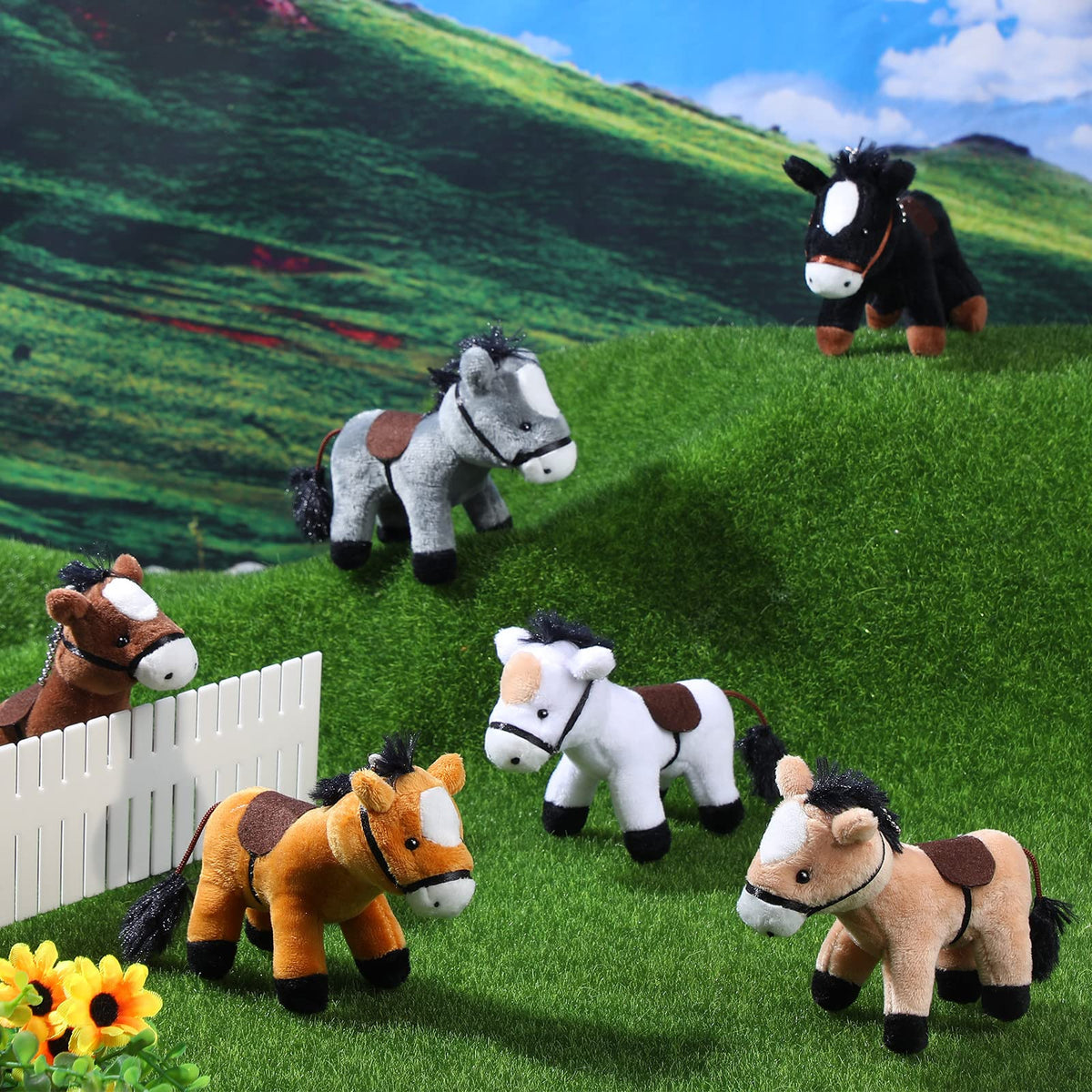 Leyndo horse plush in multiple colors for colorful party decor.