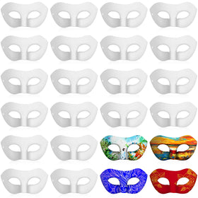 Leyndo paper mache half-face white mask for DIY painting and costume ideas.