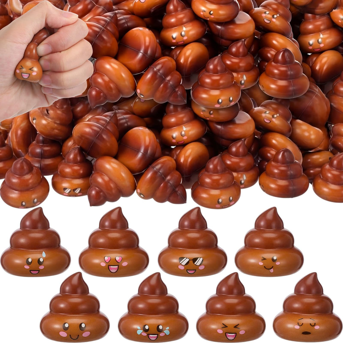 Leyndo poop stress ball color palette in hand for desk stress relief.
