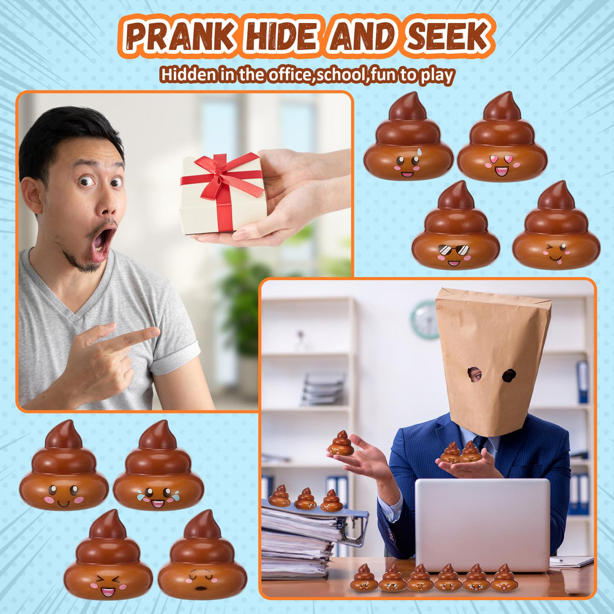 Leyndo poop stress ball for desk use, portable and easy to carry.