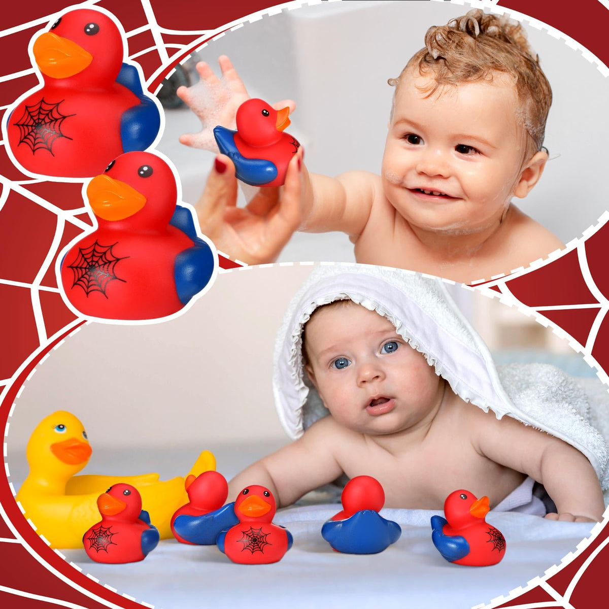 Leyndo red blue rubber ducks for colorful bath and pool fun