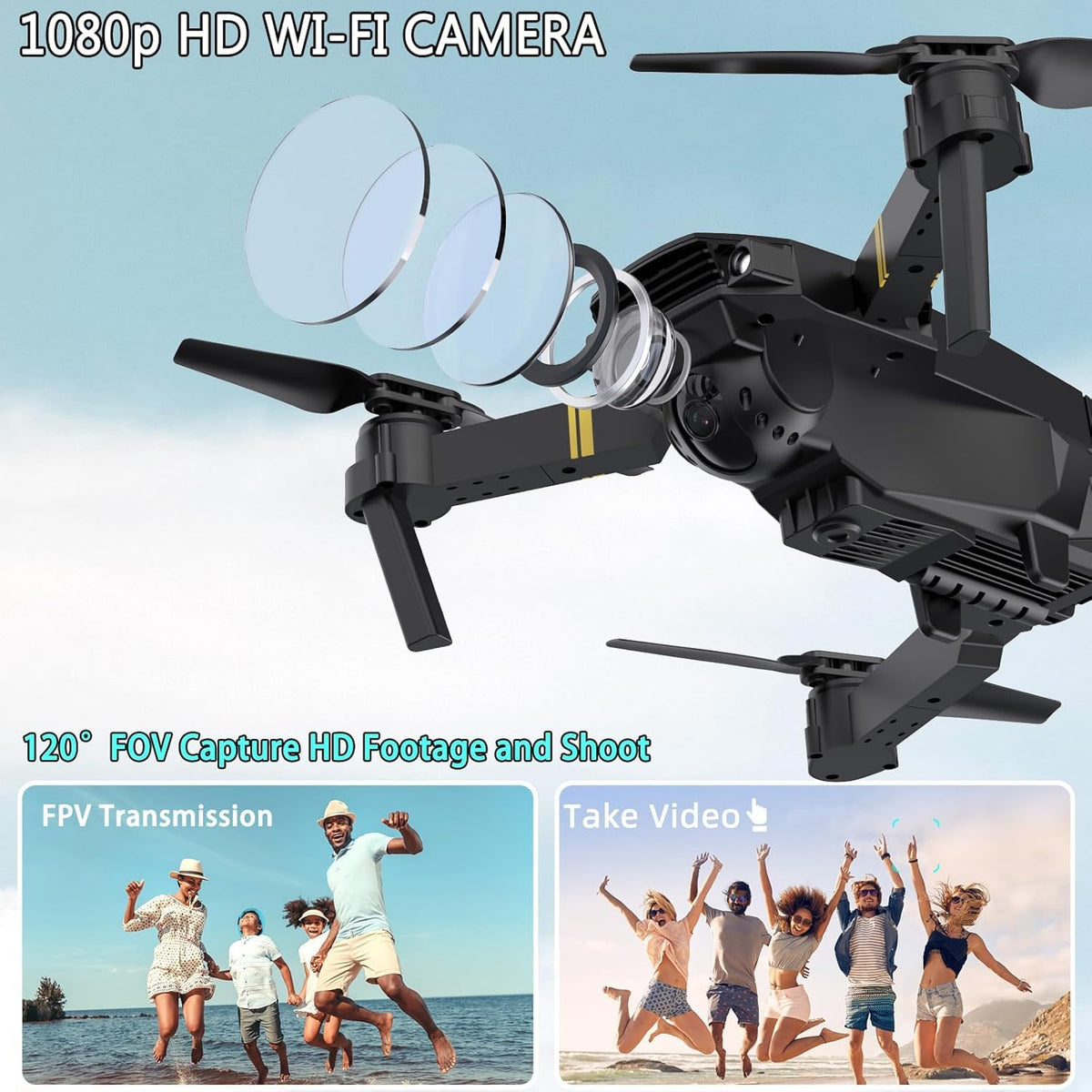 LEYOUDY drone with propeller guards for safer flight.