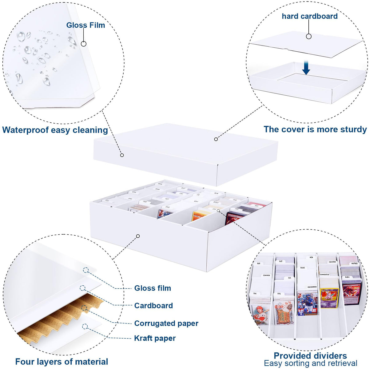 Leyzan 2-Pack Cardboard Boxes suitable for bulk card storage and easy stacking