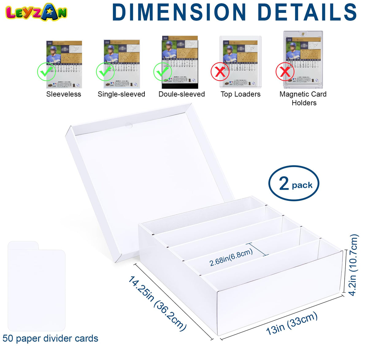 Leyzan 5-Row Storage Box Dividers demonstrating organized card sections