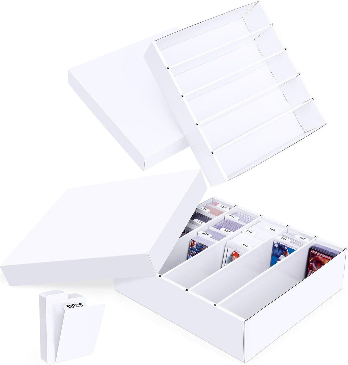 Leyzan 5-Row Storage Box with Open Lid showing accessible card layout for quick browsing