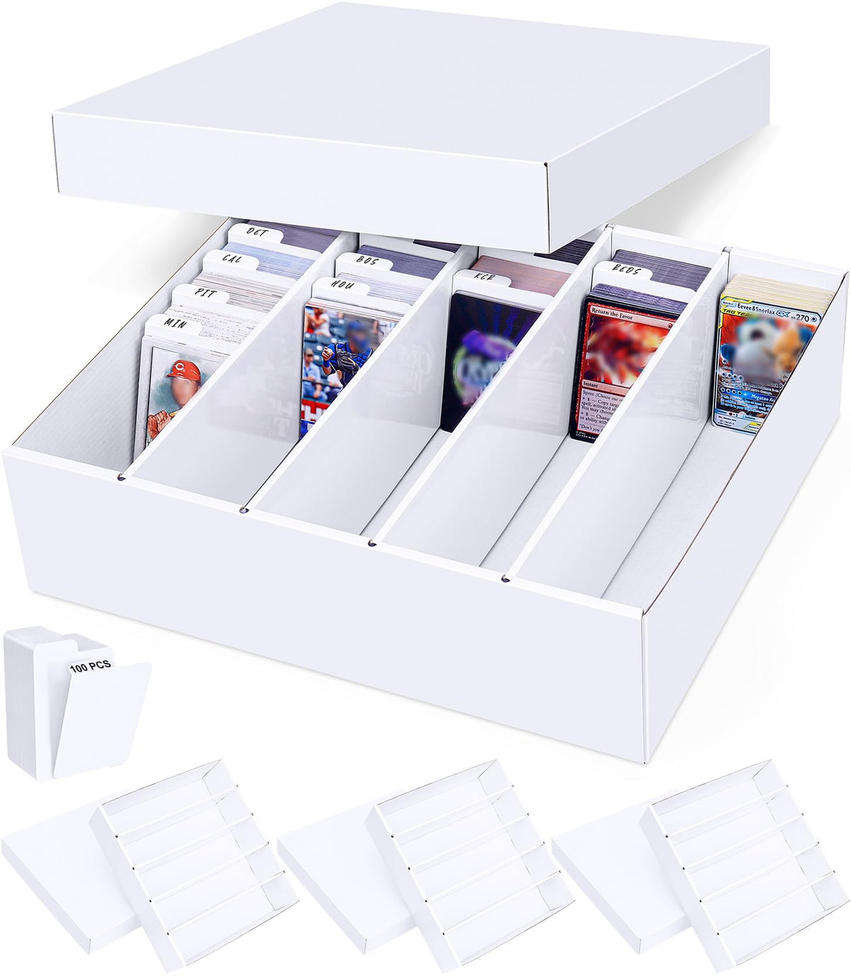Leyzan 5-row storage box front view showing high capacity for MTG and TCG cards
