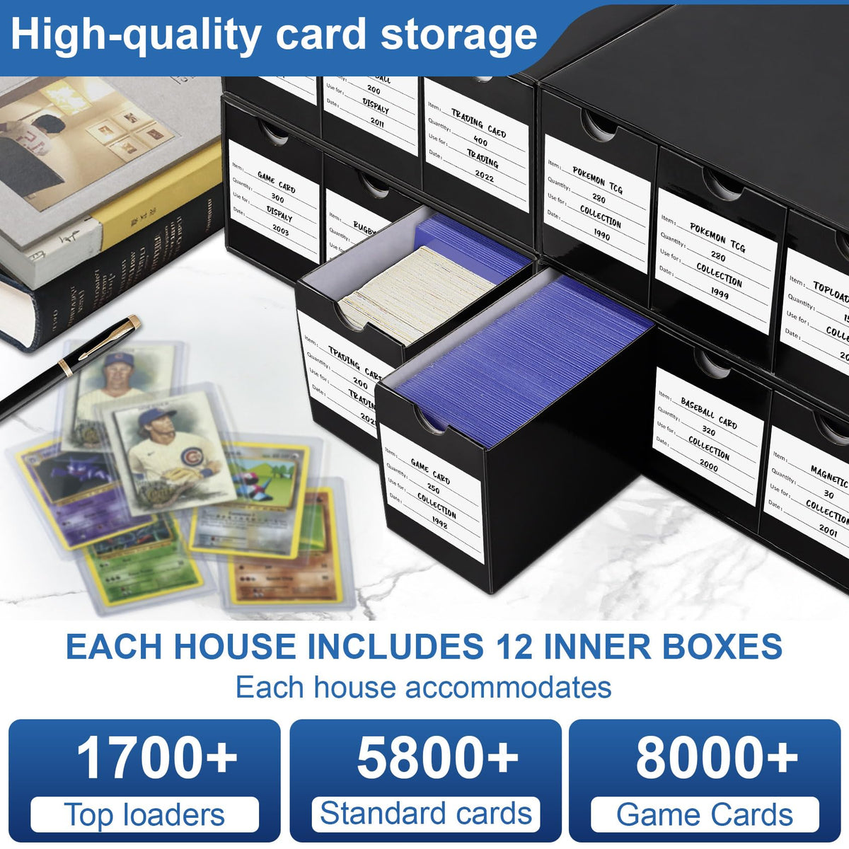 Leyzan large-capacity sleeved-card storage supports thousands of sleeved cards