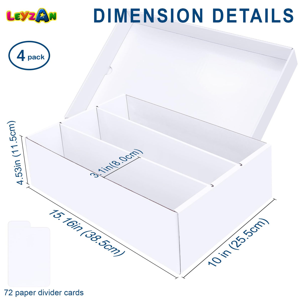 Leyzan storage boxes stacked neatly on a shelf to save space