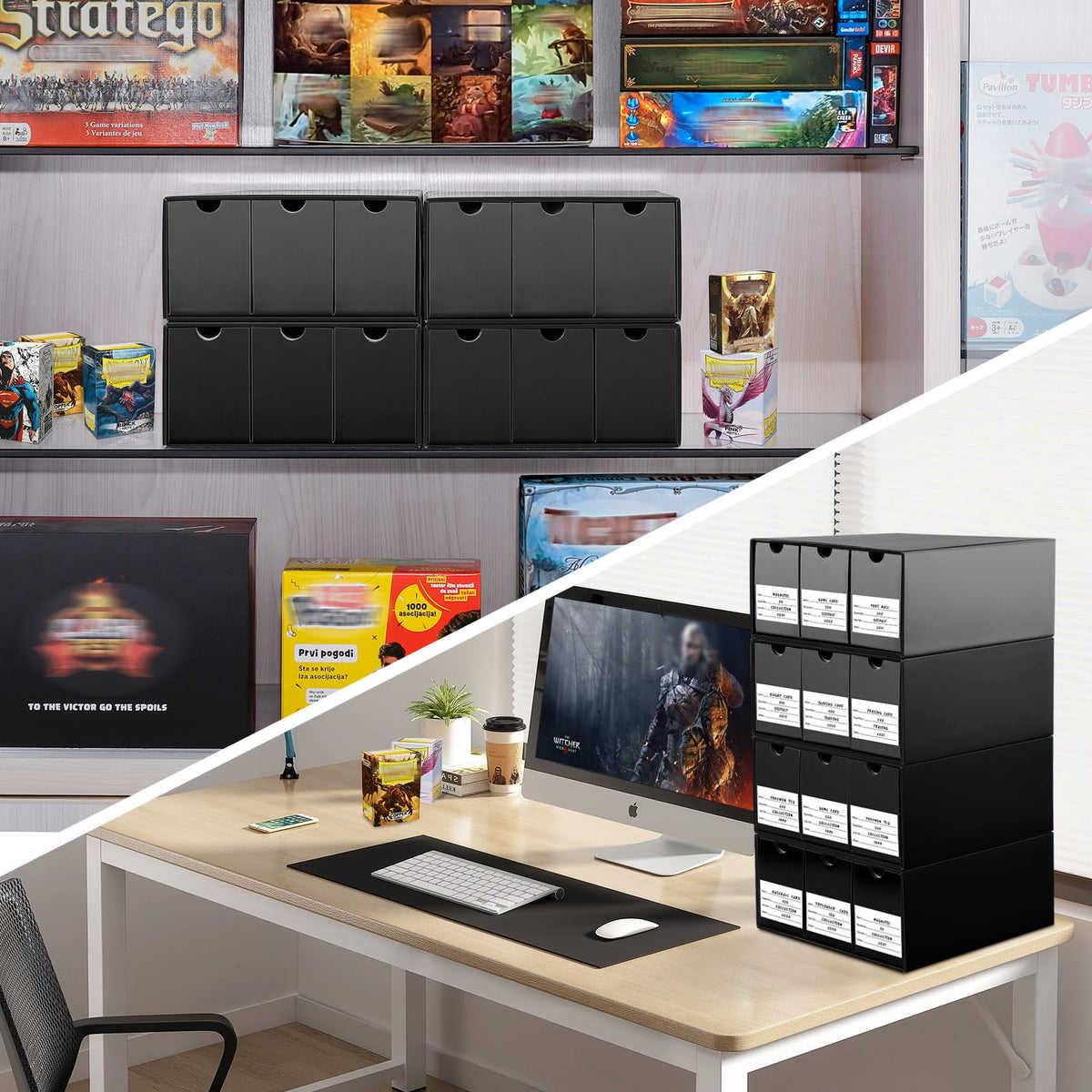 Leyzan versatile card types storage accommodates MTG, TCG, sports, and poker cards