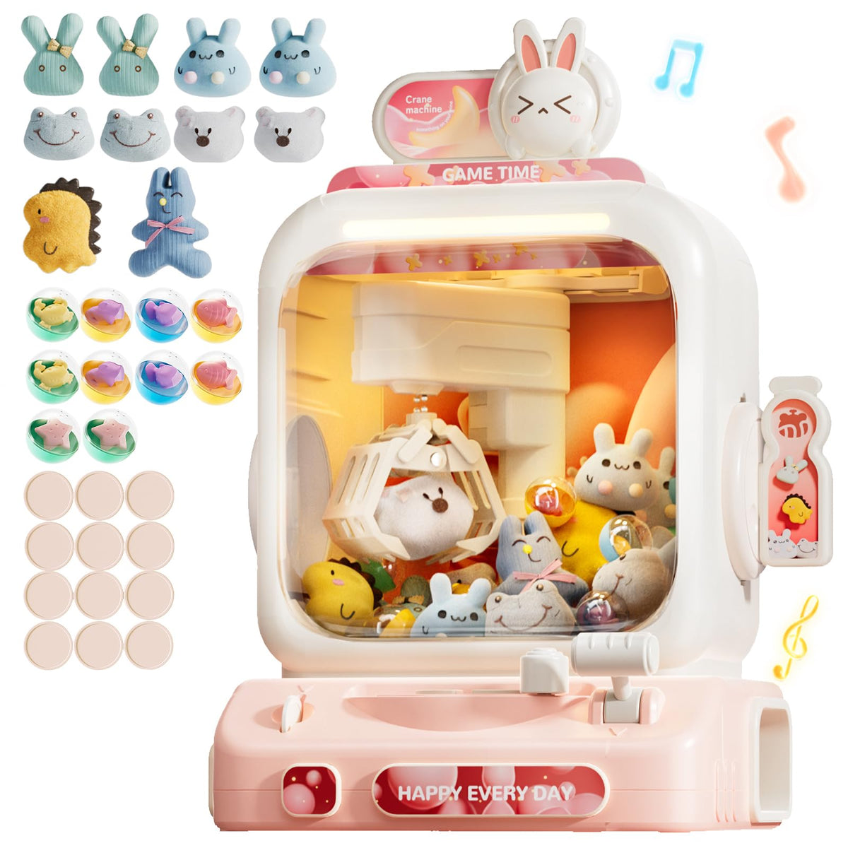 LFACHTER pink rabbit claw machine for kid-friendly grab and go prizes