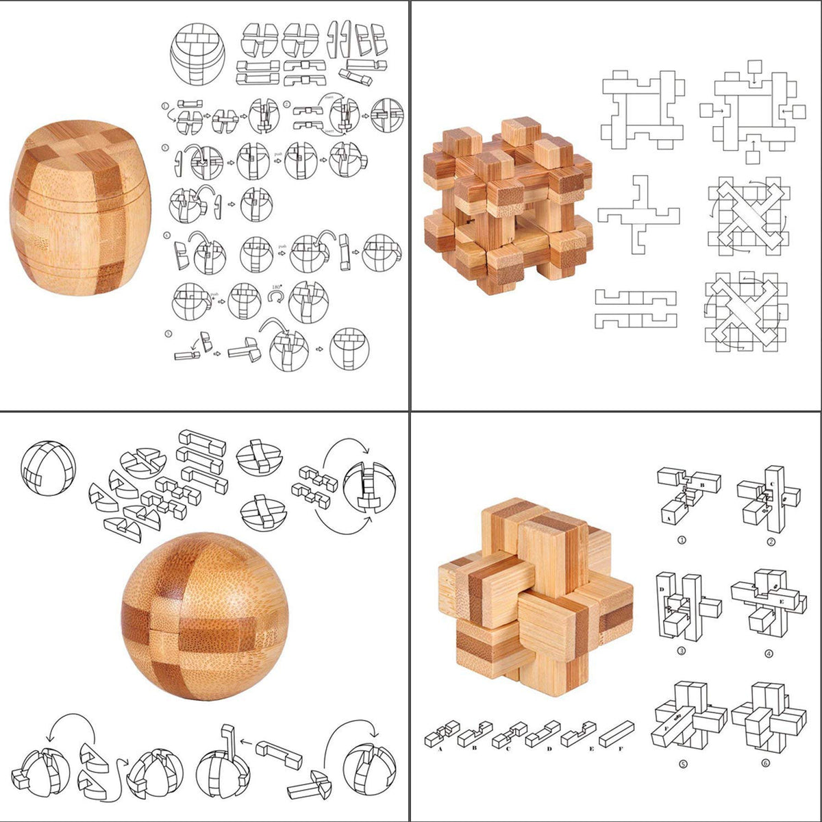 LFLQ wooden Kong Ming Lock 3D puzzle - tactile brain workout and family fun.