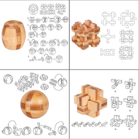 LFLQ wooden Kong Ming Lock 3D puzzle - tactile brain workout and family fun.