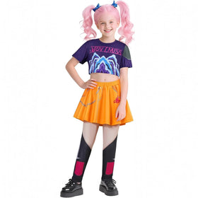Lgandpg Mira costume: front view of T-shirt and pants with vivid prints for cosplay fun