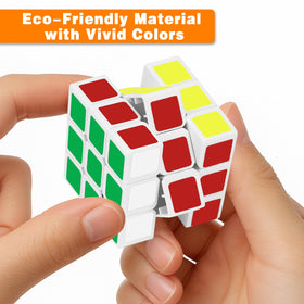 Colorful stickers and smooth ABS surface on Libay mini cubes for safe play.