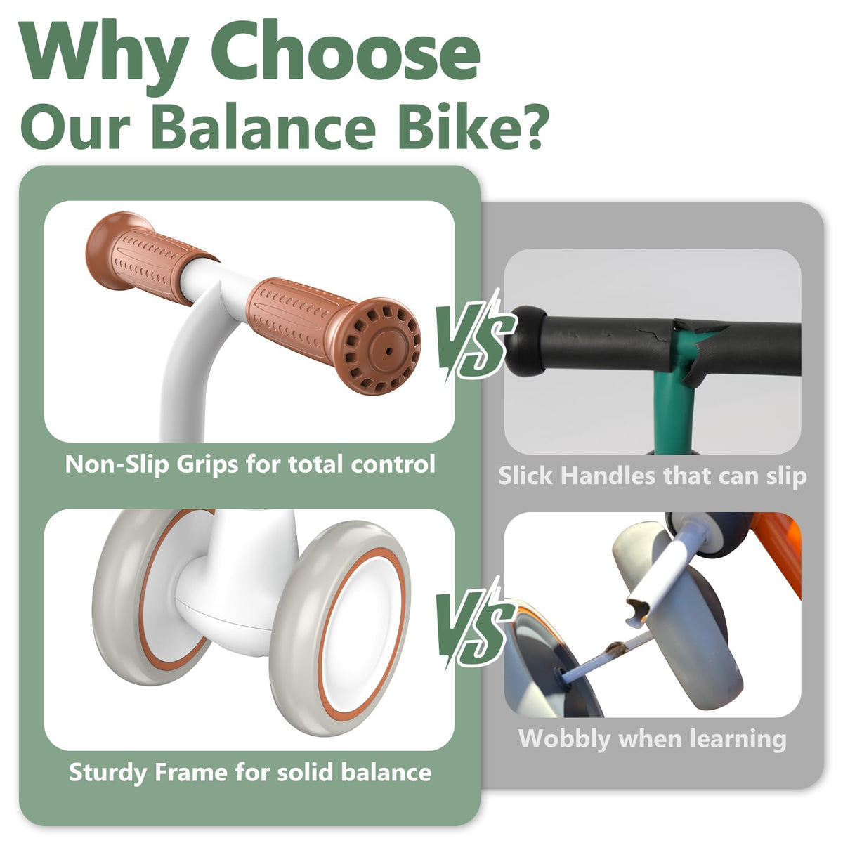Liberry baby balance bike four-wheel stability for safe first rides.